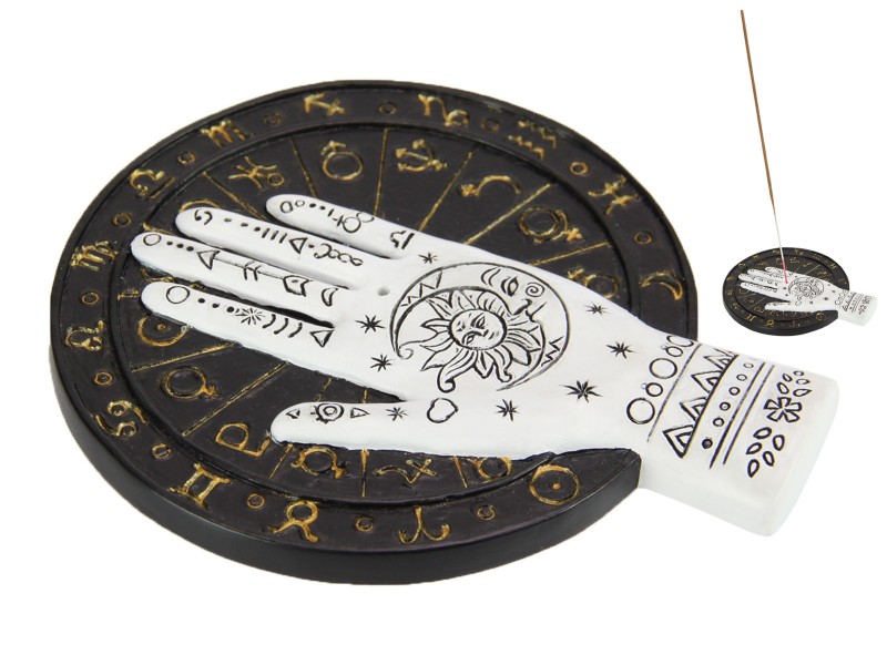 Wiccan Palmistry Hand & Wheel of Protection Incense Burner